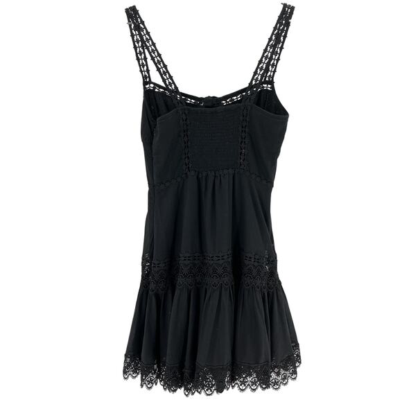 Charo Ruiz 'Elodie' Black Cotton Guipure Lace-Trimmed Cotton-Blend Voile Mini - Picture 3 of 4